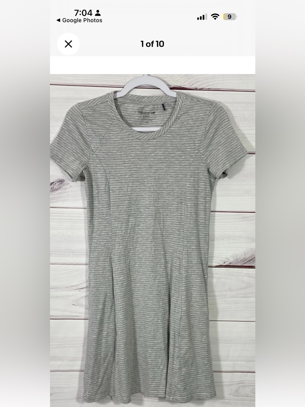 Toad&Co Women’s Windmere Gray Striped T-Shirt Short Sleev Cotton Blend Dress XL